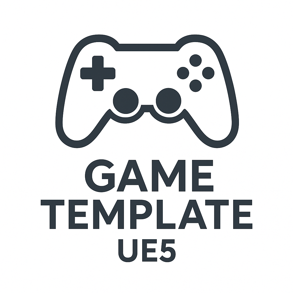 Gaming controller icon with 'Game Template UE5' text on a white background